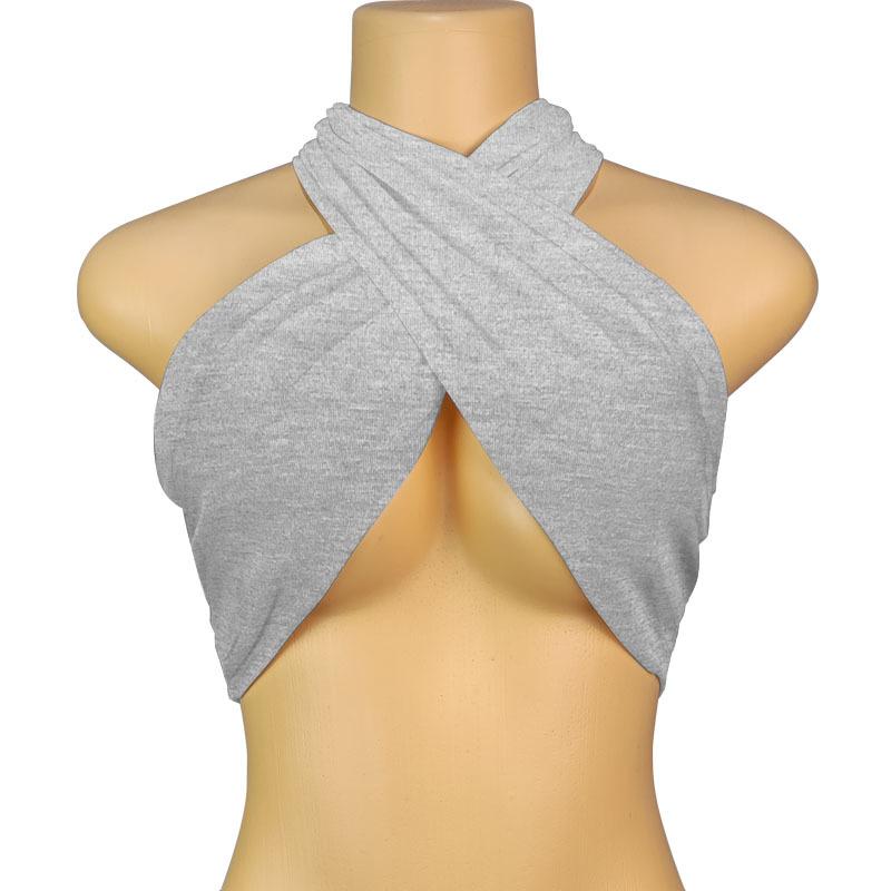 Sexy Tank Top Cross Bandage Backless Sleeveless Halter Crop Tops Women Bare Midriff Camisole Female Tube Top Cropped Vest