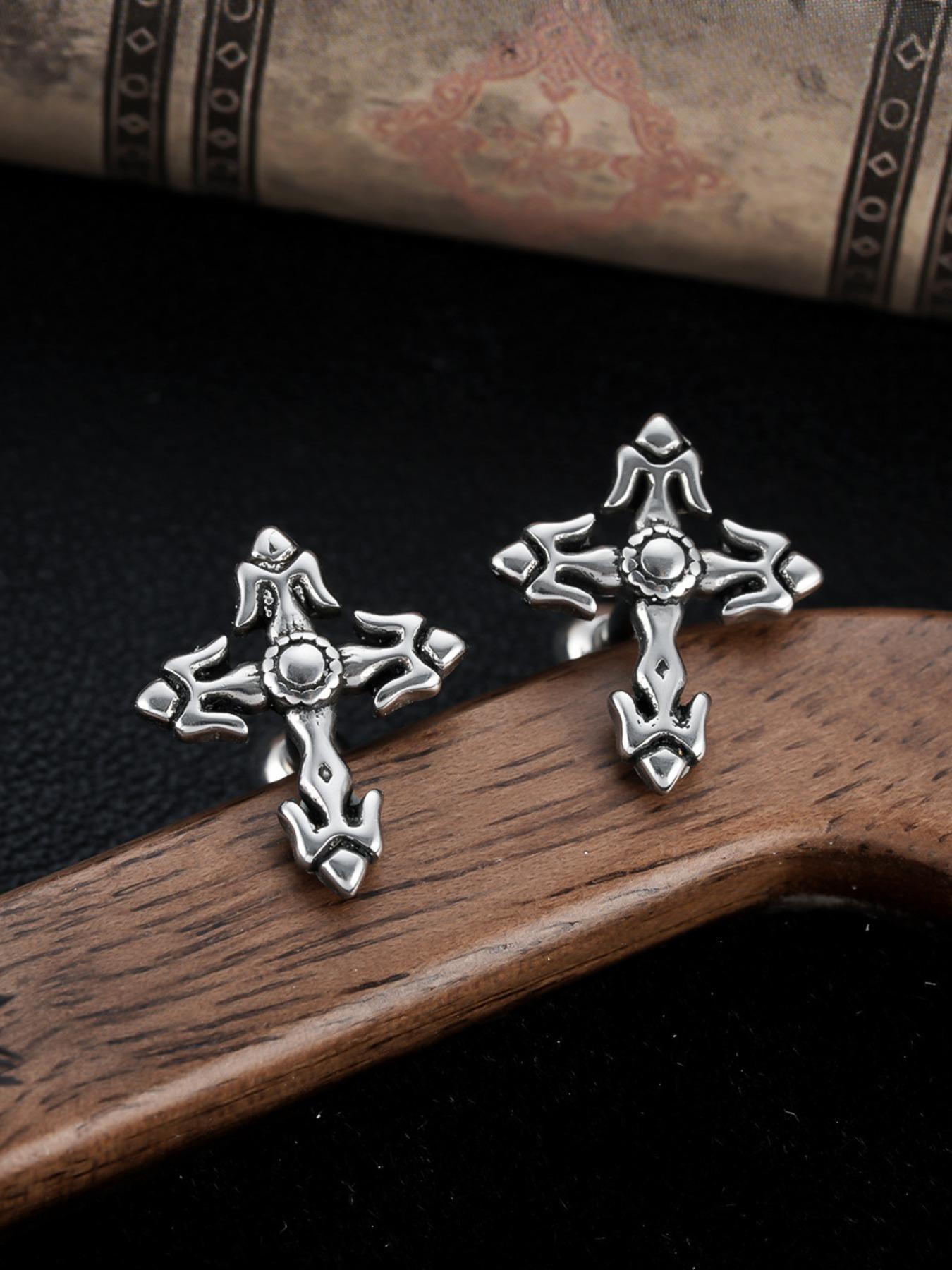 Cross Earrings for Men and Women, Punk Fashion Jewelry, Trendy and Stylish Ear Studs, Versatile Accessory for All Occasions