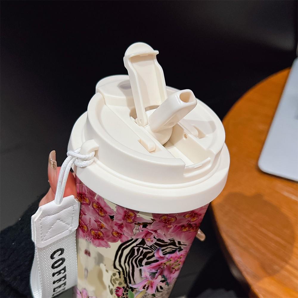 Abstract Leopard Print Coffee Cup, Portable Dual Drink Insulated Tumbler, Keeps Warm/cold, Stylish, Ideal for Office, Travel, Sports, Golf