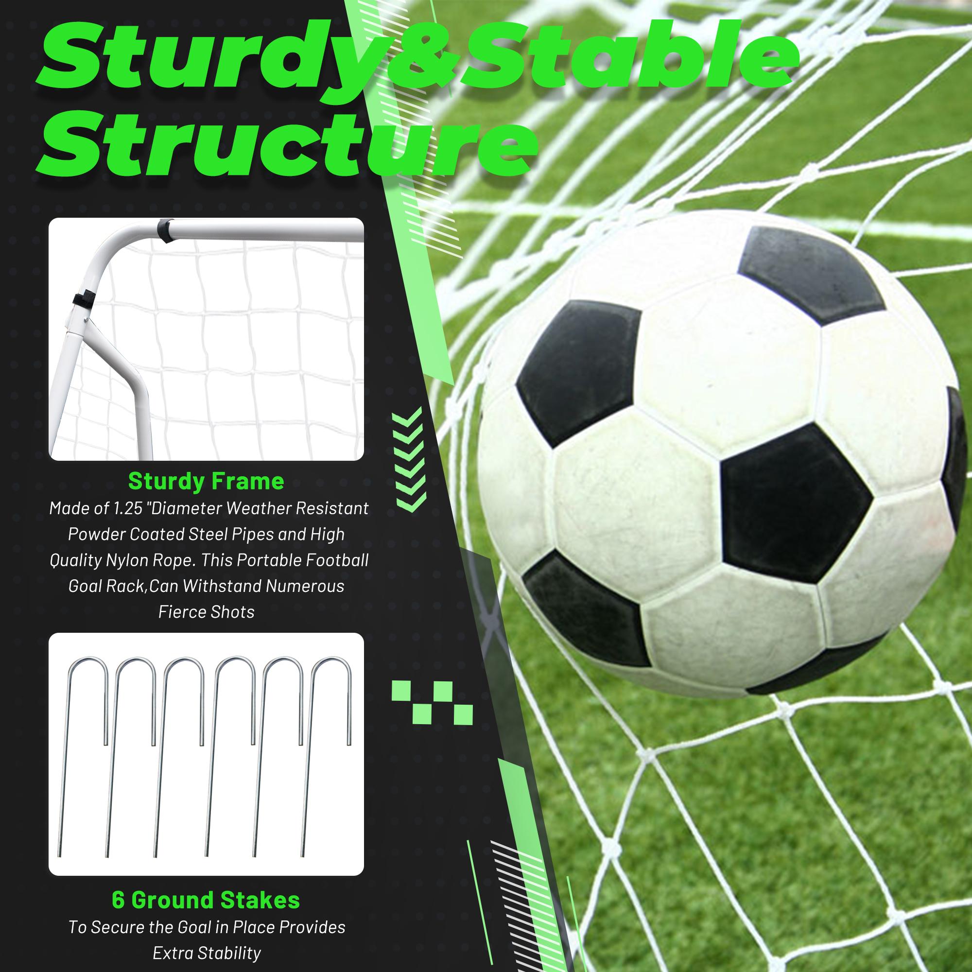 ZENY 12FT x 6FT Portable Soccer Goal Net for Backyard Kids Adults Outdoor Soccer Training Steel Frame