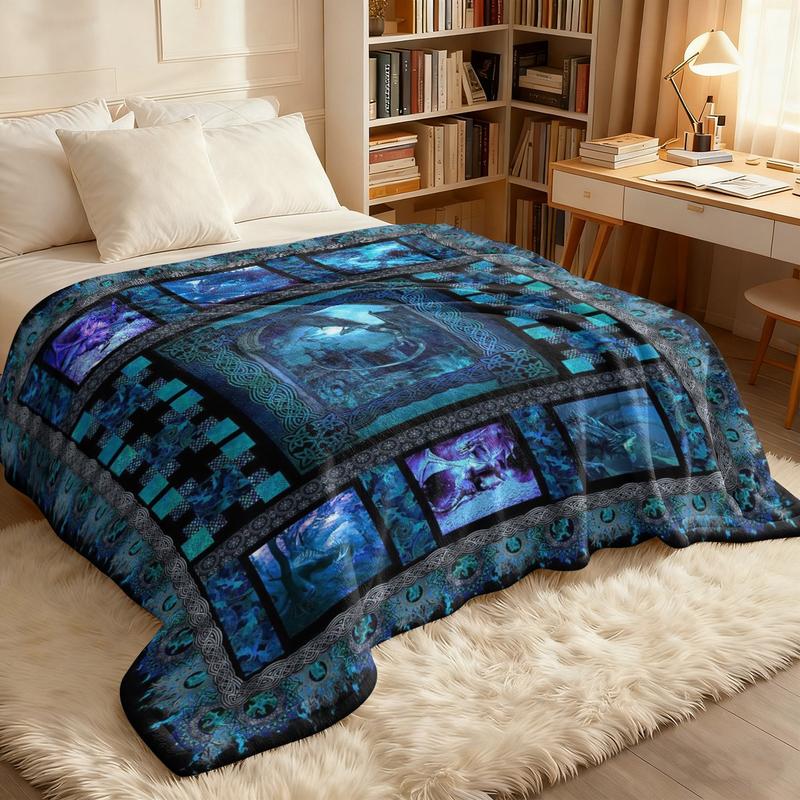 Global Use Deep Sea Secret Patchwork Blanket, Flannel Throw, Suitable for All, Essential Daily Business Item, Fits 197 Countries