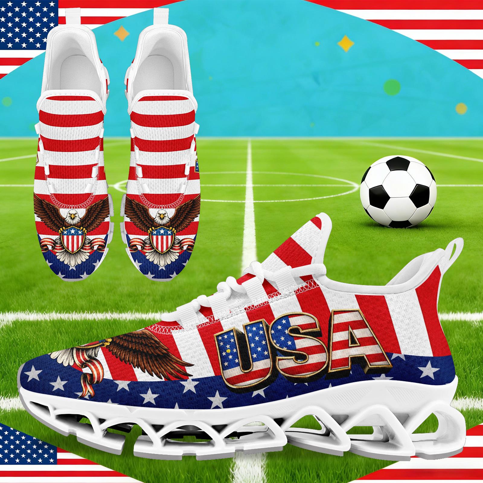 Men's Patriotic US Colors Sports Shoes, Stylish Breathable Blade Sneakers, Comfortable All-Day Wear Casual Walking Shoes