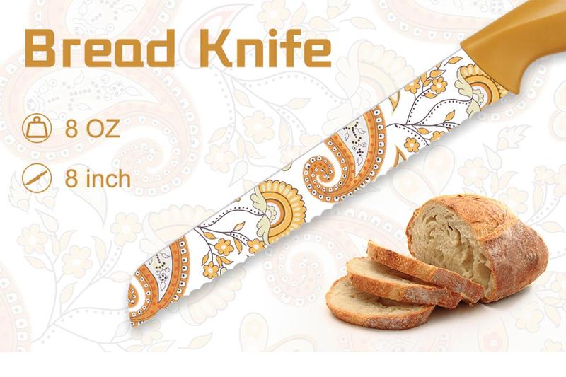 Astercook 6-Piece Color Knife Set, Paisley Pattern, Rust-Resistant Stainless Steel Knives, 6 Blade Guards, Dishwasher Safe. Utensils Kitchenware Astercook 6-Piece Color Knife Set, Paisley Pattern, Rust-Resistant Stainless Steel Knives, 6 Blade Guards, Dishwasher Safe. Utensils Kitchenware