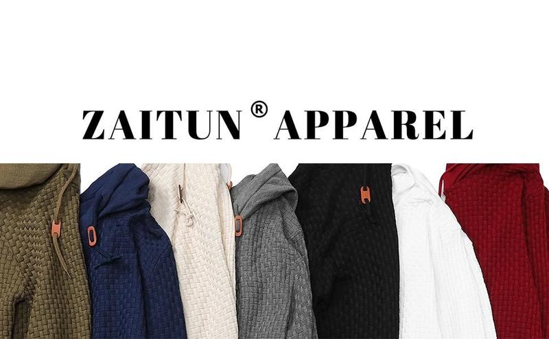Zaitun Mens Hooded Sweatshirt Long Sleeve Solid Knitted Hoodie Pullover Sweater TikTokShopBlackFriday Christmas gift