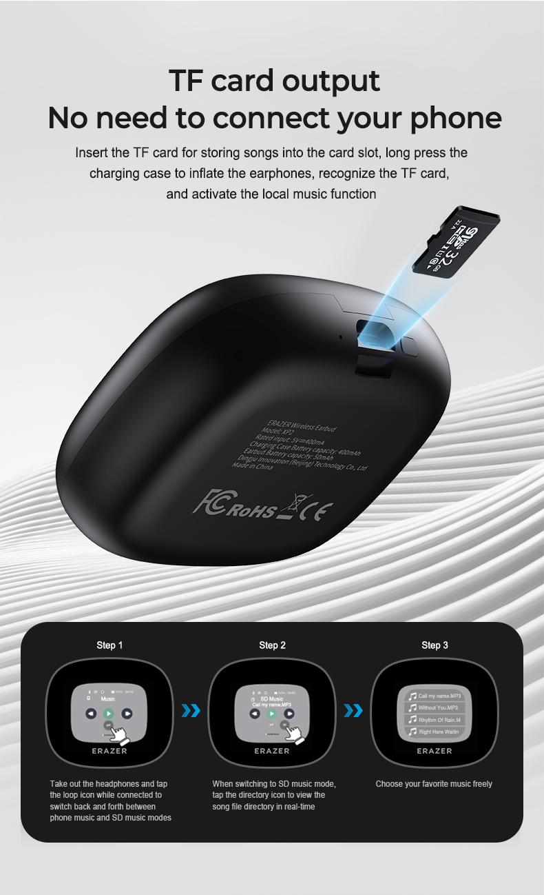 ERAZER OWS Touch Screen Earphone Bluetooth 5.4 Wireless Headphones oise Canceling TF Card Headset HIFI Stereo Full-Color Display Multifunctional Earbuds With Mic ERAZER OWS Touch Screen Earphone Bluetooth 5.4 Wireless Headphones oise Canceling TF Card Headset HIFI Stereo Full-Color Display Multifunctional Earbuds With Mic