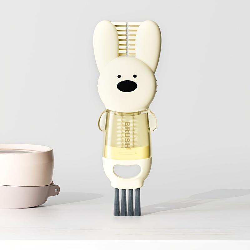 1pc Rabbit-Themed 4-in-1 Multifunctional Cleaning Brush - Plastic, Reusable with Handle for Kitchen, Cup, Bathtub, and Bottle Cleaning, Gap Detailing, No Electricity Needed, Bottle Cleaner Brus