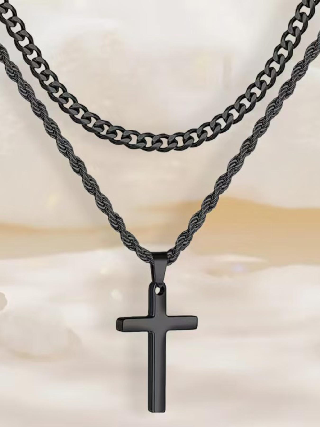 Cross Pendant Necklace for Men, Versatile and Cool, Long Sweater Chain, Unique Hip-Hop Style, Perfect for Everyday Wear