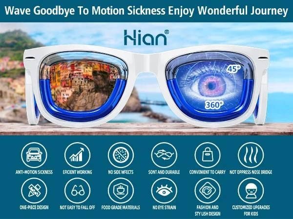 Reusable Liquid Technology Anti-Motion Sickness Glasses - Food-Safe Travel Motion Relief for Car, Boat Use with VR Games Compatibility