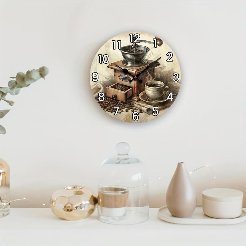 A Pack of Vintage Coffee Machine Pattern Decorative Silent Wall Clock Suitable for Home Decoration Gift Suitable for AA Batteries