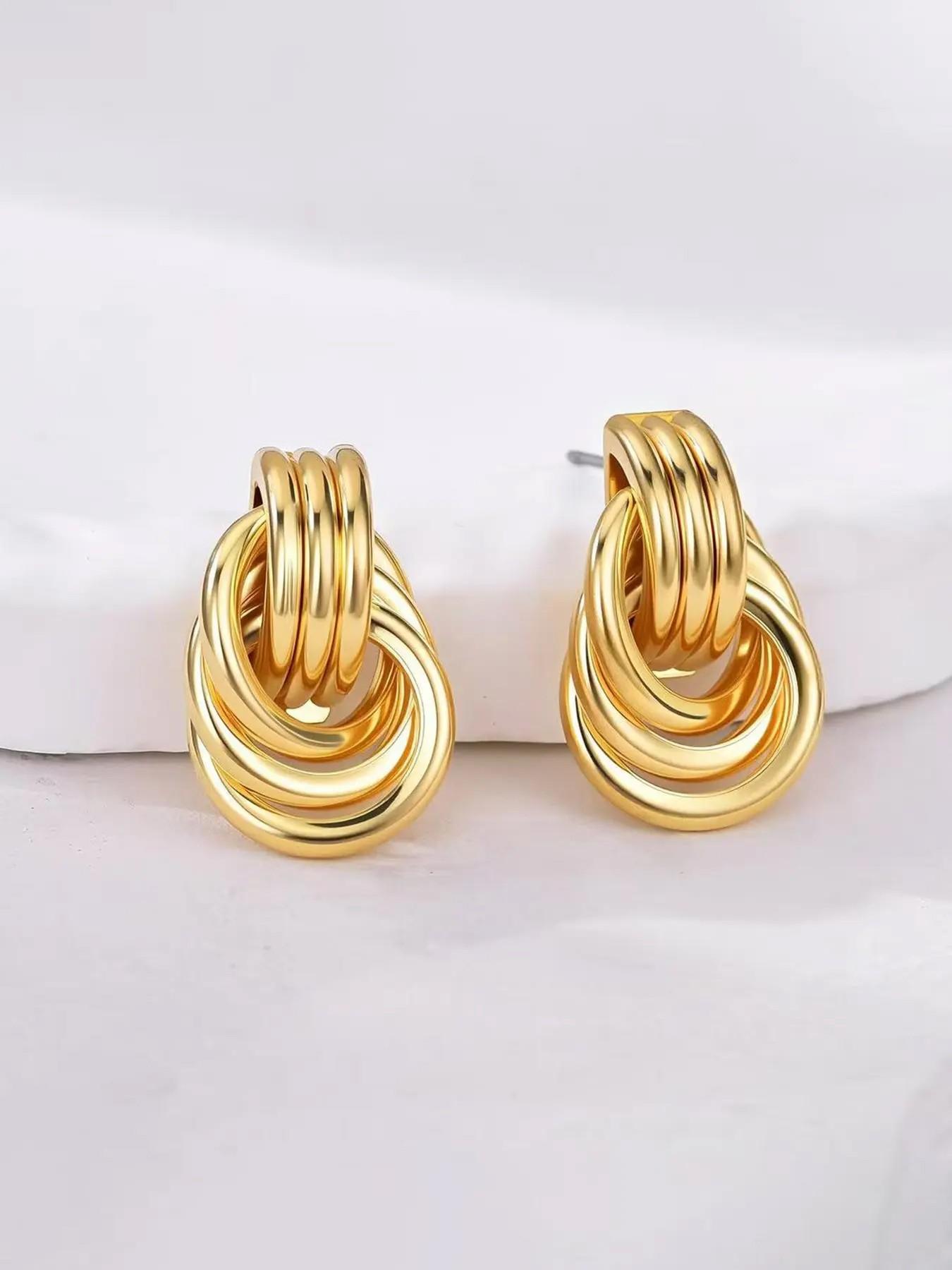 Women's Stylish Gold-Plated Pearl Embellished Earrings Set, Stylish Jewelry, Hypoallergenic Studs & Dangles, Ideal Gift for Her, 15 Pair Collection, Earring Stacking Set, Hypoallergenic Earrings Pack