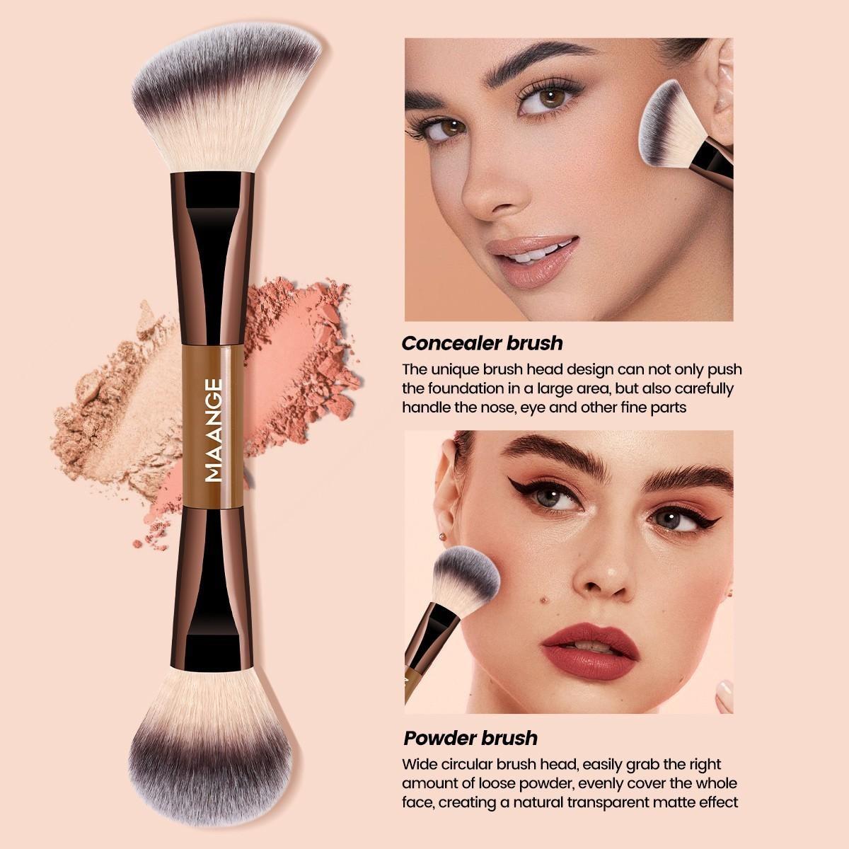 Maange 6-Piece Dual-Ended Makeup Brush Set, Foundation Brush, Blush Brush, Loose Powder Brush, Eyeshadow Brush, Ideal for Beginners