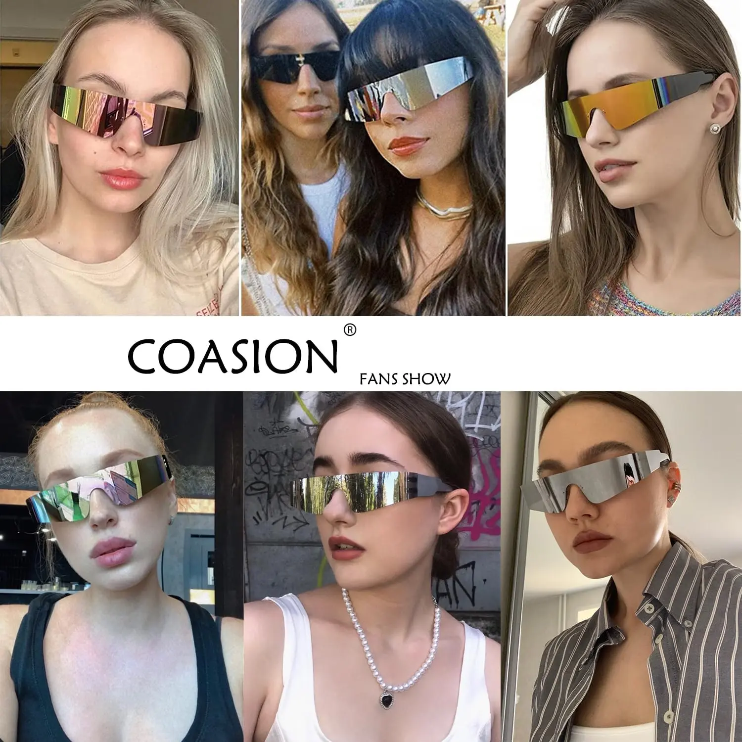COASION Wrap Around Sunglasses for Women Trendy Rimless Futuristic Shades Y2k Shield Flat Top Fashion Eyeglasses COASION Wrap Around Sunglasses for Women Trendy Rimless Futuristic Shades Y2k Shield Flat Top Fashion Eyeglasses