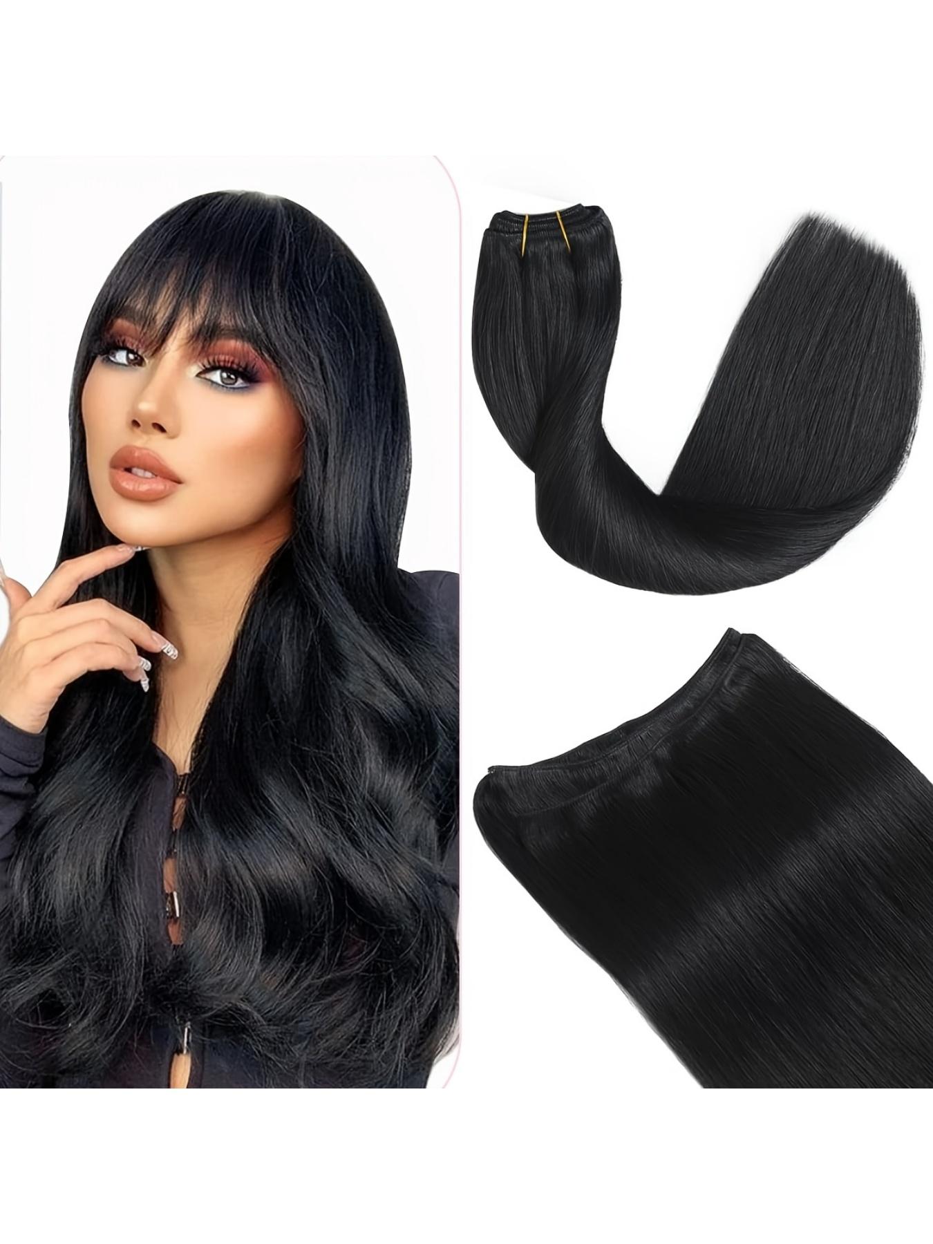 Natural Human Hair Weft Sew in Hair Bundles, Real Machine Made, Invisible Extension, 50g/bundle, for Women & Girls, All Occasions