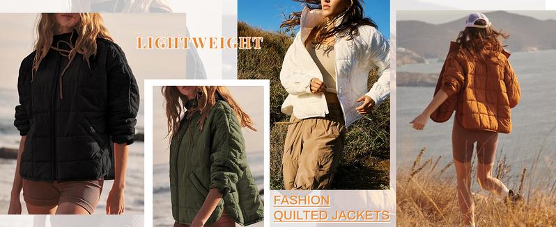 SCUSTY Women's Quilted Puffer Jacket Long Sleeve Zip Up Oversized Lightweight Padded Down Coat Outerwear TikTokShopBlackFriday