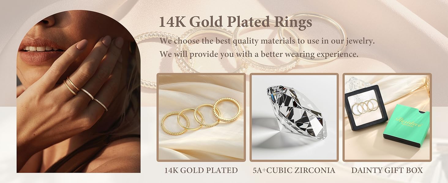 Women's Stackable Rings, Minimalistic Design, Non-Tarnish Cz Material, Cubic Zirconia Rings, Sizes 5-10, Stylish & Versatile Jewelry