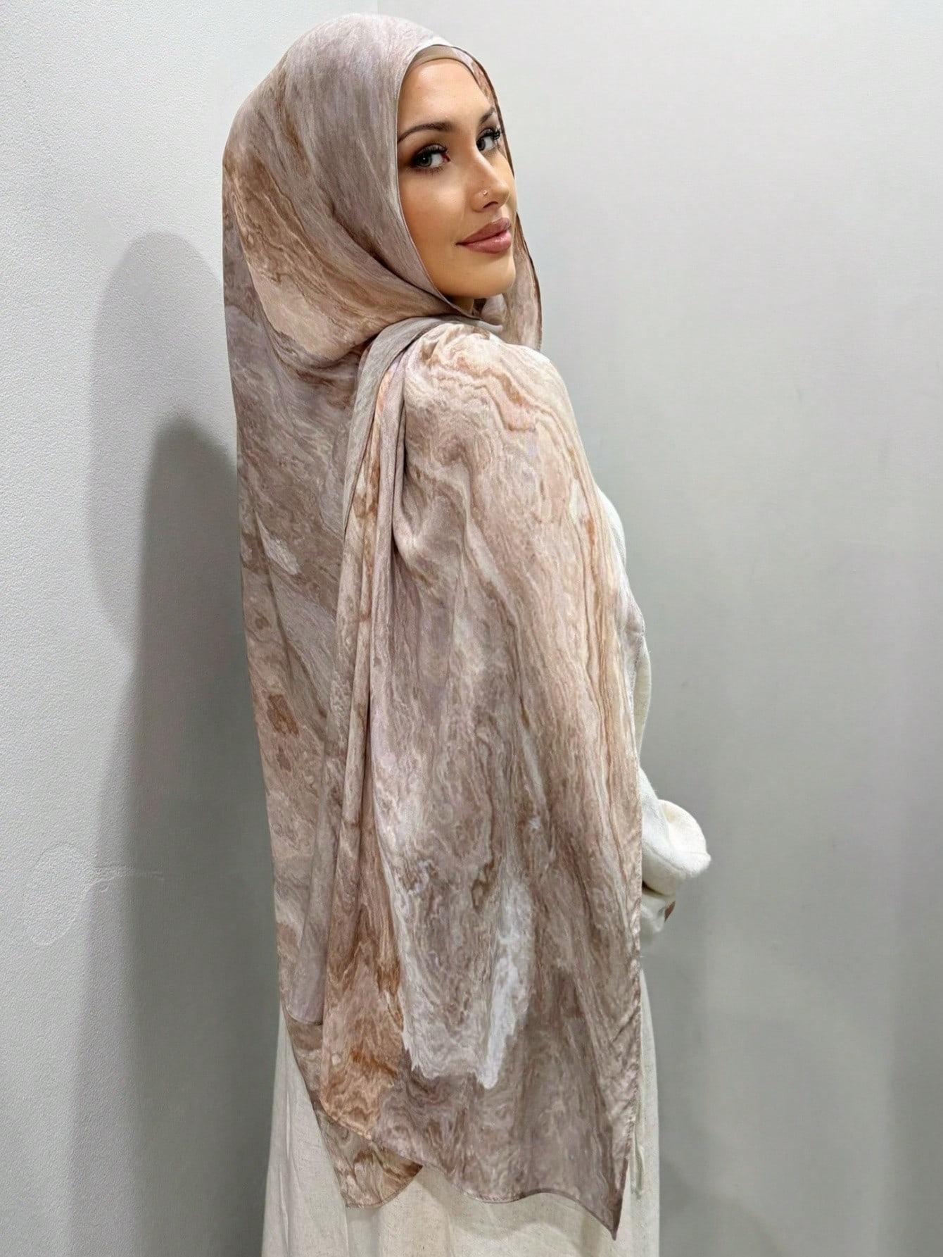 Women's Wide-Edge Gradient Digital Print Long Scarf, Soft Breathable Fabric, Ramadan Fashion Headscarves, Suitable for Various Occasions, Hijabs