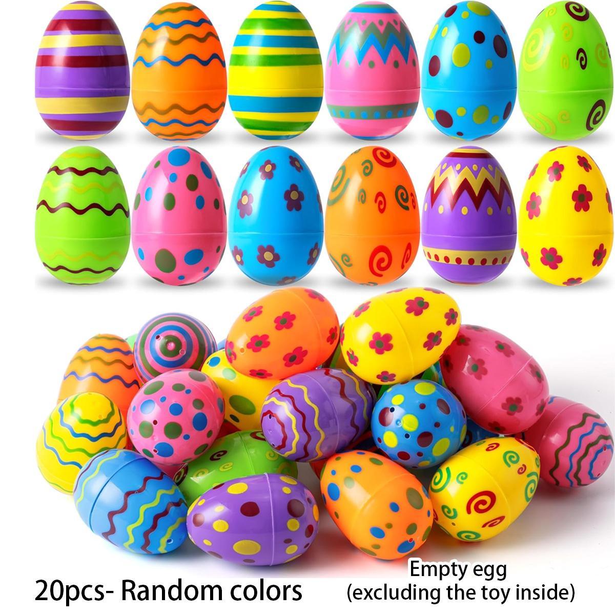 20pcs Plastic Easter Eggs Assorted Printed Fillable EmptyEggs Bulks, Bright Colorful for Easter Theme Party EasterBasket Stuffers Fillers Surprise Eggs ,Great to fill them withsurprise toys or gifts as Easter Party Favor