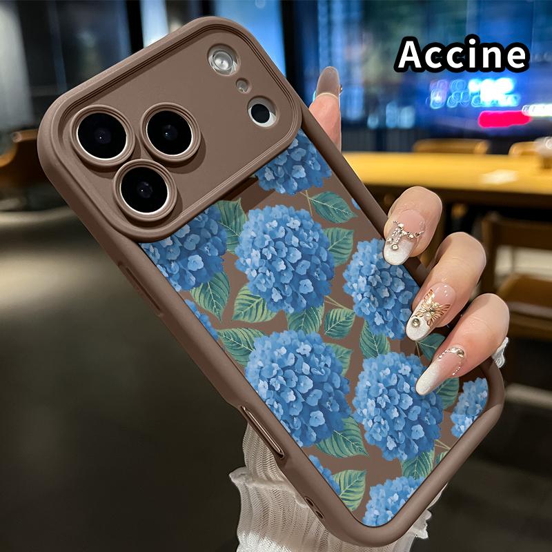 Blue Hydrangea Dream Pattern TPU Phone Case for iPhone 17 Pro Max 16 15 14 Plus 13 12 Mini 11 XR X XS Air E Shockproof Non Slip Military-Grade Protection Silicone Cover Smartphone Casing