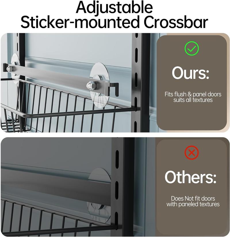 DELAMU Pantry Door Organizer, Adjustable Metal Door Over Door Pantry Organizer, 6 Tier Over Door Storage Rack, Kitchen Pantry Door Organizer and Storage Cabinet, D5 W16.6 H52.1 Inch Hanging Hangable bathroom organizer metal storage rack sturdy metal