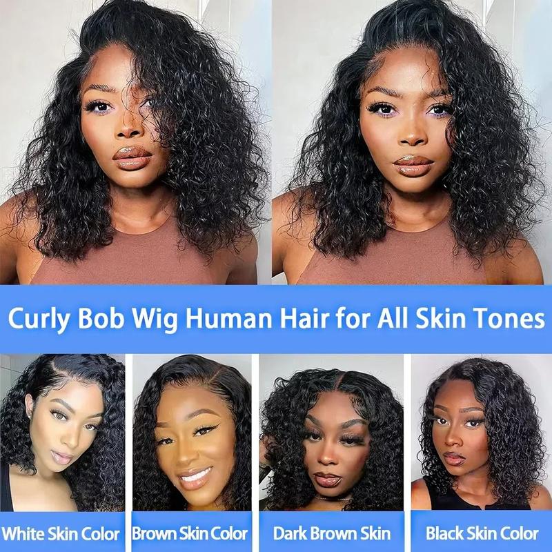 [Glueless Wig]  Human Hair Pre Plucked Pre Cut Water Wave Bob Wig Human Hair Lace Front Wigs for Beginners No Glue  6x4 Pre-Cut Short Glueless for Black Women Human Hair