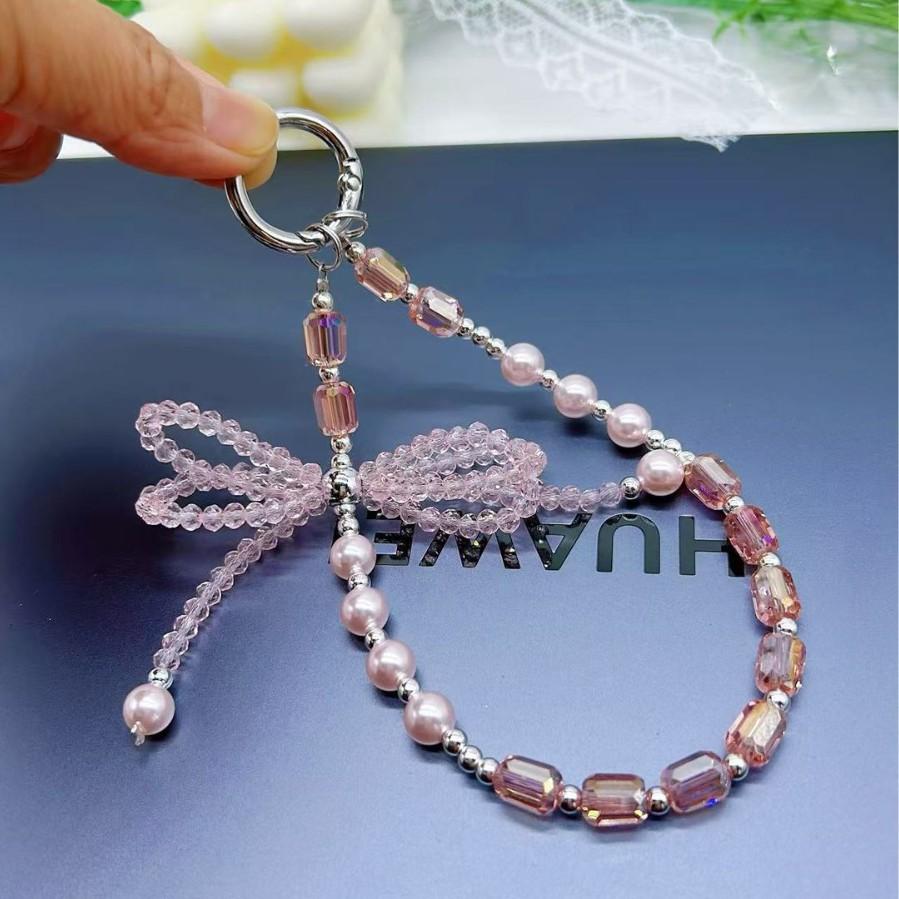 Women's Luxury Crystal Beaded Smartphone Strap - Multi-Functional Card-Ready Mobile Accessory with Tether Tab, Hands-Free Wristlet, Keychain & Protection Feature, Shiny, Accessories, Installation, Metal, Lobster Clasp, Charm, Lanyard, Custom Tether Tab, D