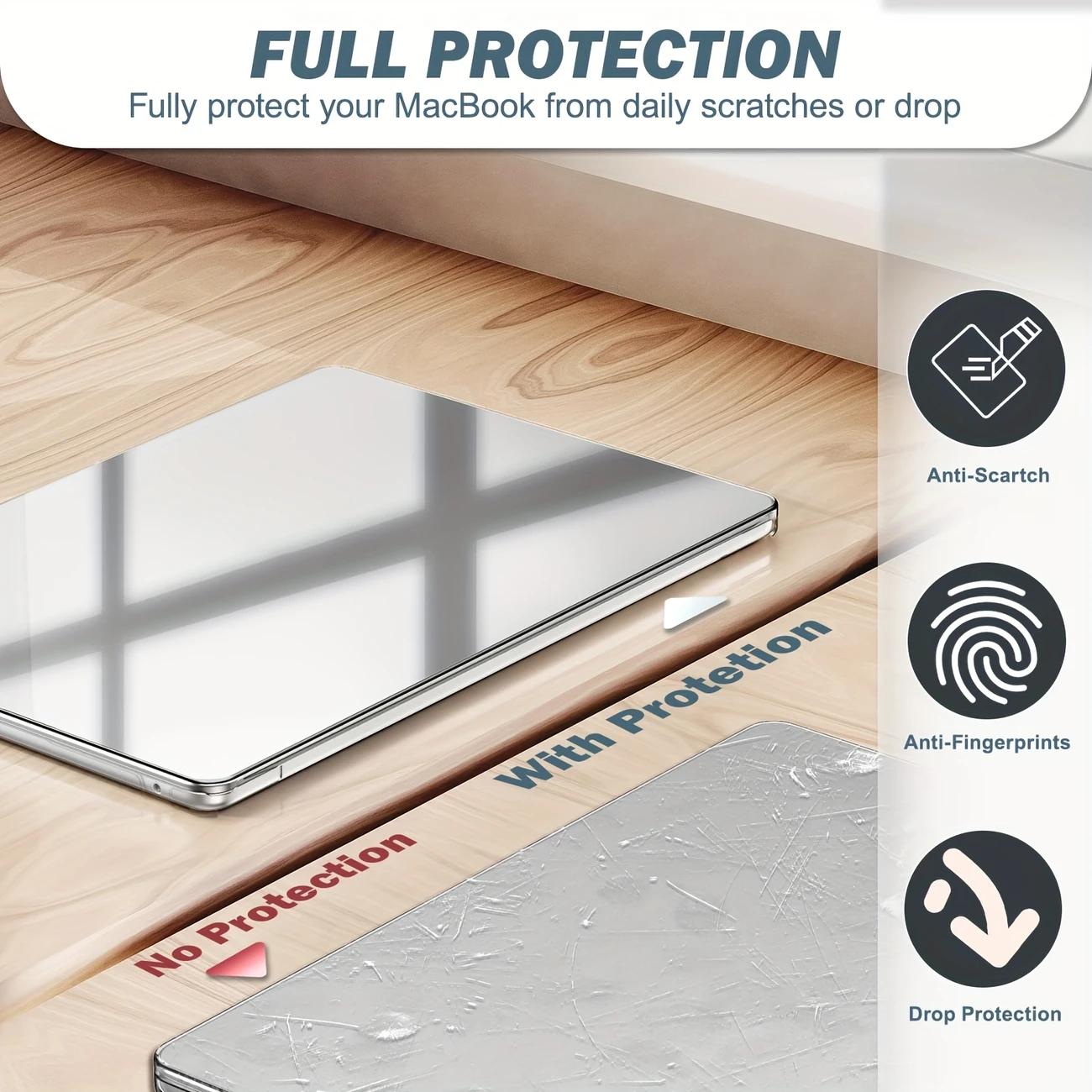 Premium laptop cases for MacBook Pro and Air models, high-grade hard protective shell - crystal clear, scratch-resistant, durable, and easy to install (1 cover + 1 base).