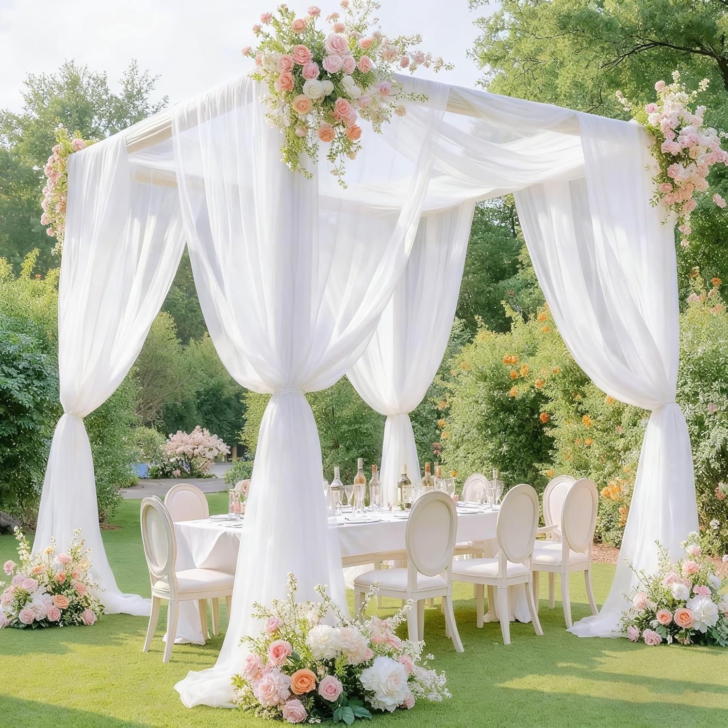 1pc Wedding Arch Drapery, Lightweight Chiffon Arch Canopy Fabric, Reusable, Dual Hole Design, Ideal for Weddings, Parties, Events