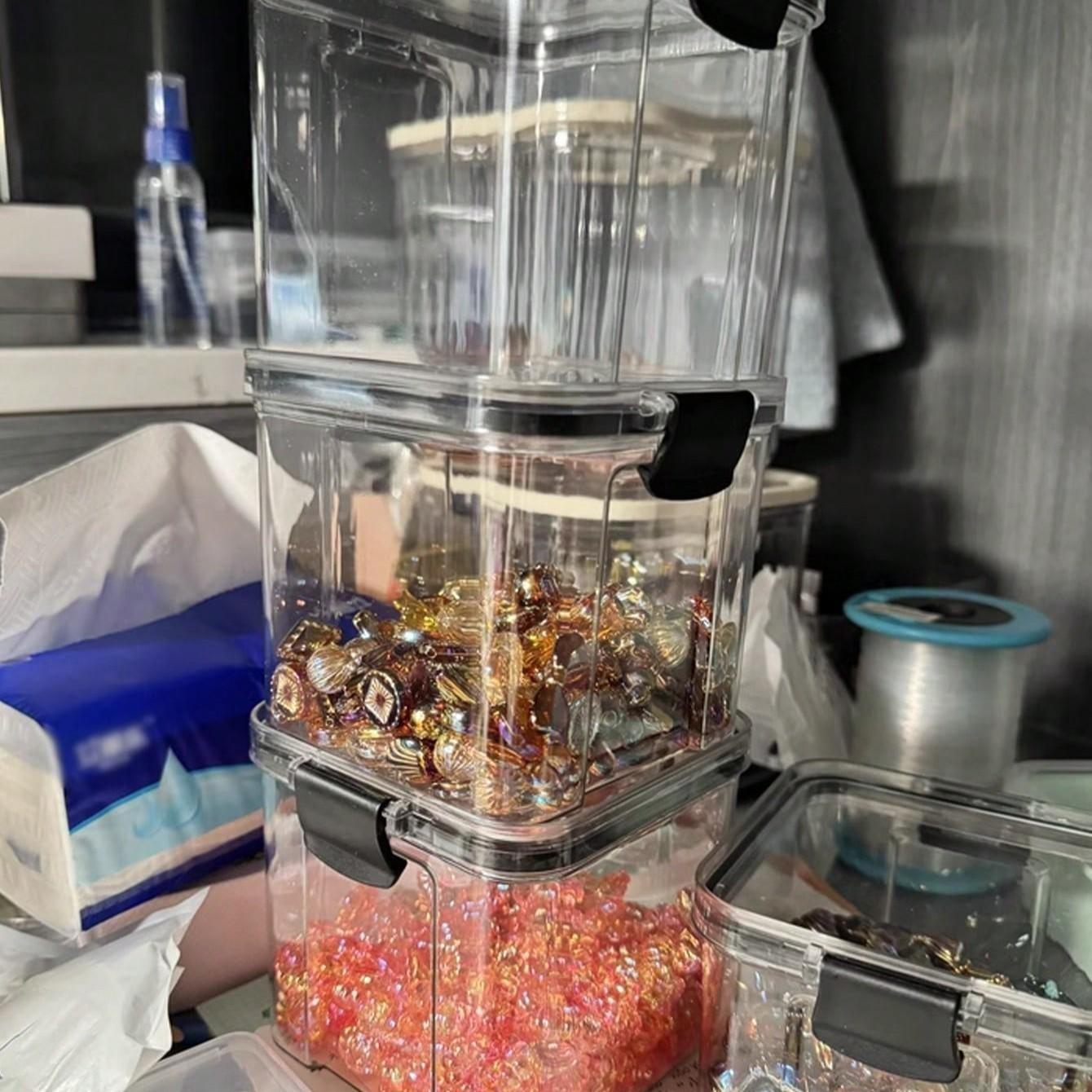 2pcs Large Stackable Sealed Spice Containers Set with Lids, Food Safety Storage Box, Detachable Spice Boxes, Multi-Purpose Kitchen Organizer