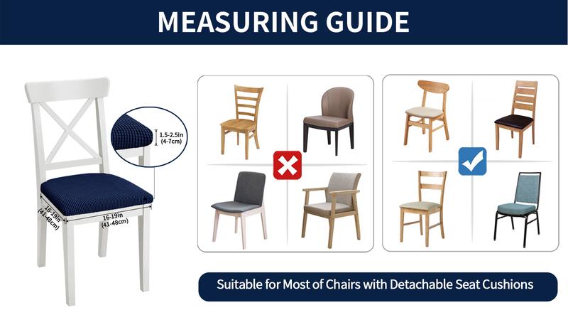 Easy-Going Waterproof Seat Covers Set of 4,6 with Elastic Ties, Christmas Stretch Jacquard Detachable Washable Chair Slipcovers for Office, Kitchen Cushion Protector, Dining Room