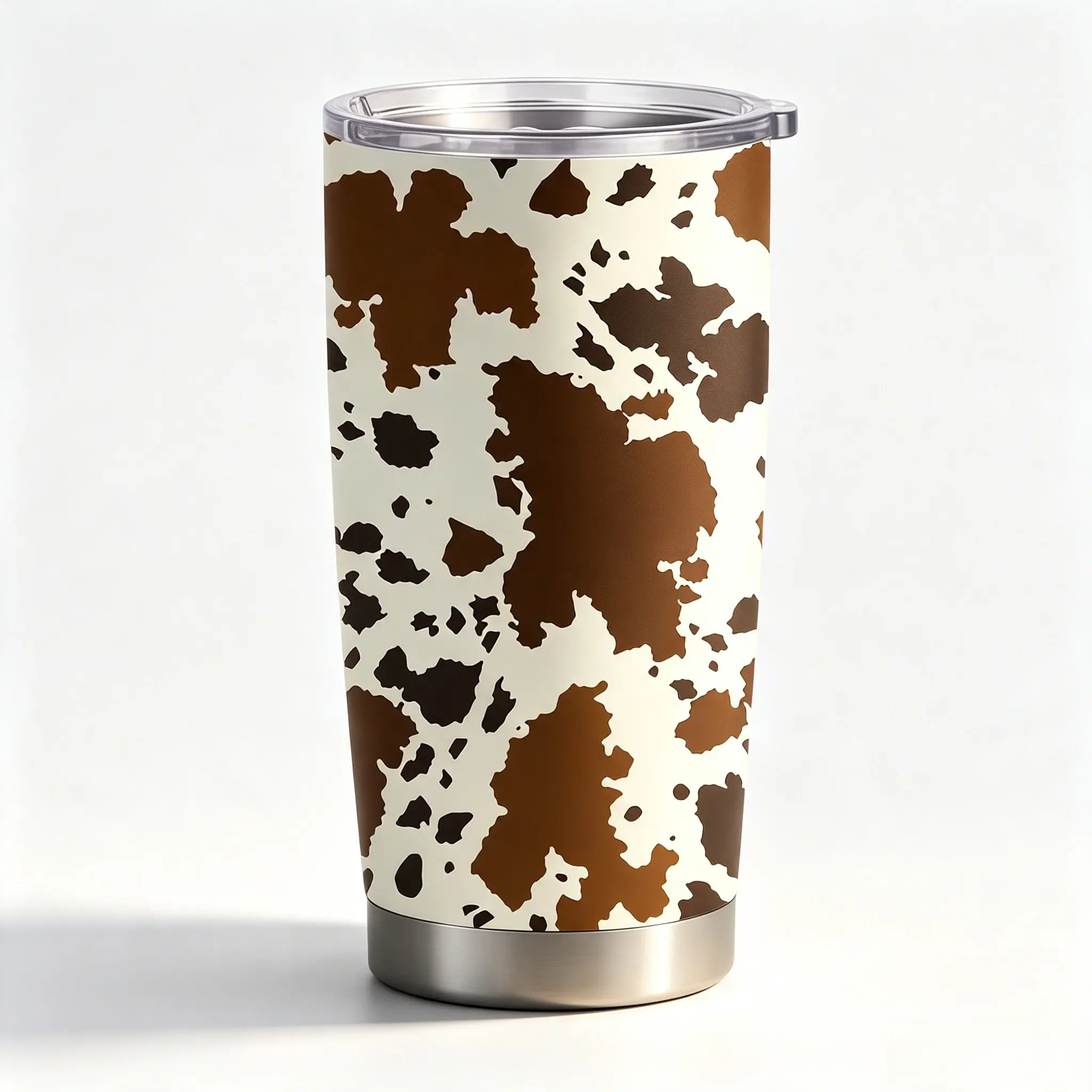 20oz Western Cow Print Tumbler, Leak Proof Stainless Steel Insulated Travel Coffee Cup, Cow Pattern Vacuum Tumbler for Car Office Outdoor, back to school, Leakproof Insulated Tumbler