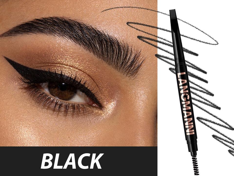 Dual-Ended Retractable Eyebrow Pencil, Ultra-Fine Blade Tip Eyebrow Definer with Spoolie Brush, Waterproof Smudge-Proof Brow Pencil for Natural Microblading Effect, 4 Shades Available