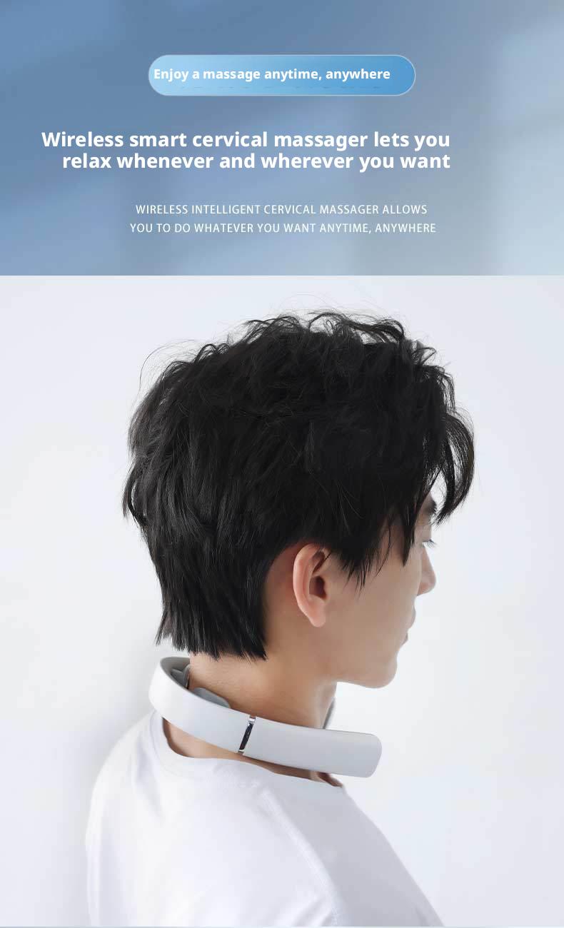 Convenient Cervical Massager with Hot Compress, Multi-functional Household Remote Control Mini Neck Massager,Suitable for workouts, ideal for home, office and travel use