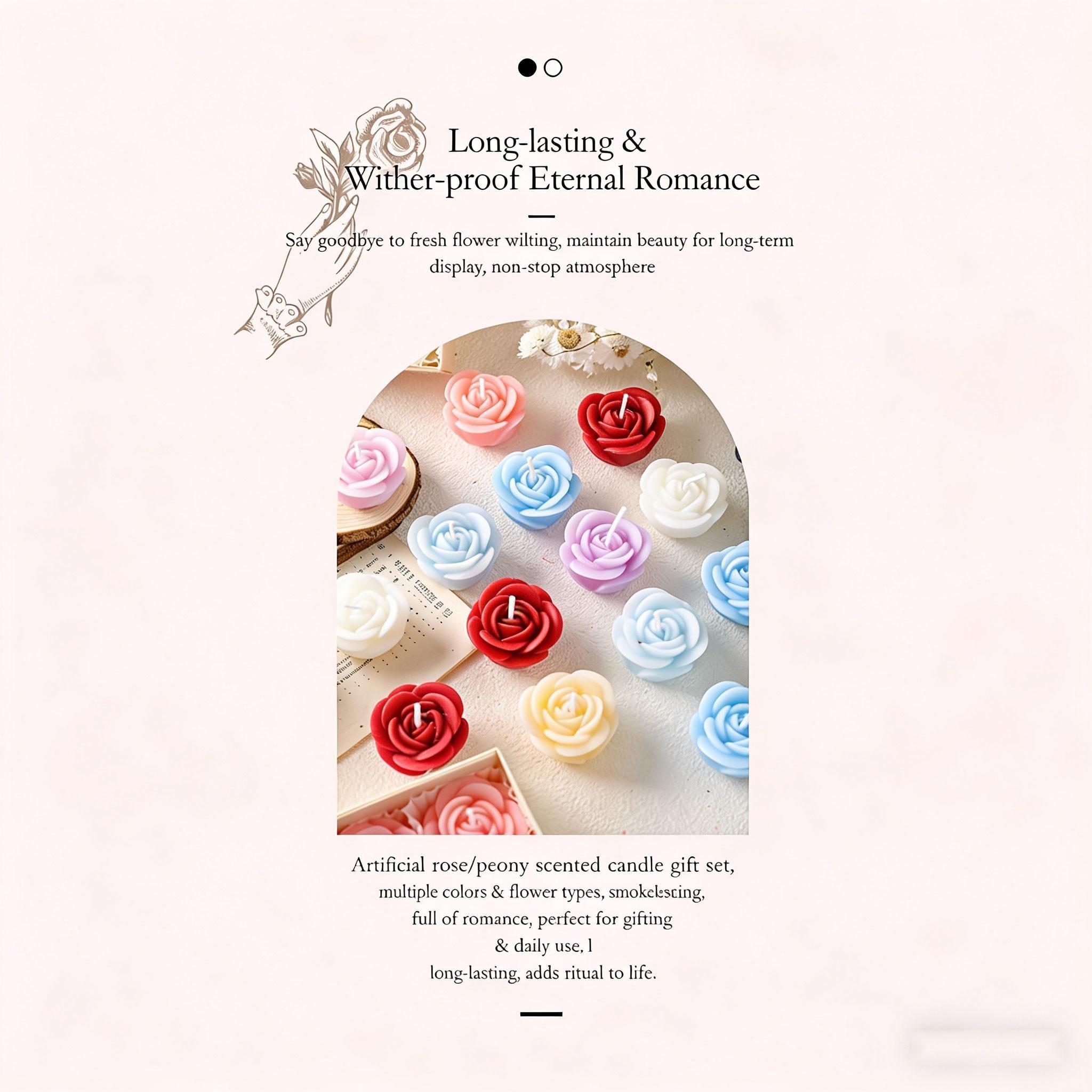 9-Pack Rose Aromatherapy Candles, Romantic Scents for Home & Parties, Relaxing Spa, Birthday Decor, Wedding Gifts, Gradual Scented Design