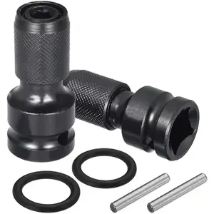2PCS 1/2 Inch Square Drive to 1/4 Inch Hex Female Socket Adapter Converter Chuck Adapter For Impact Air and Electric Wrench Square Drill Chuck Sleeve