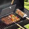 ivtivfu Grill Basket Set (2PCS) - 304 Stainless Steel, Removable Wooden Handle, Heavy Duty Barbecue Utensils, for Bbq Sessions, Cook Veggies Shrimp Fish, Premium Packaging, Dad Gifts