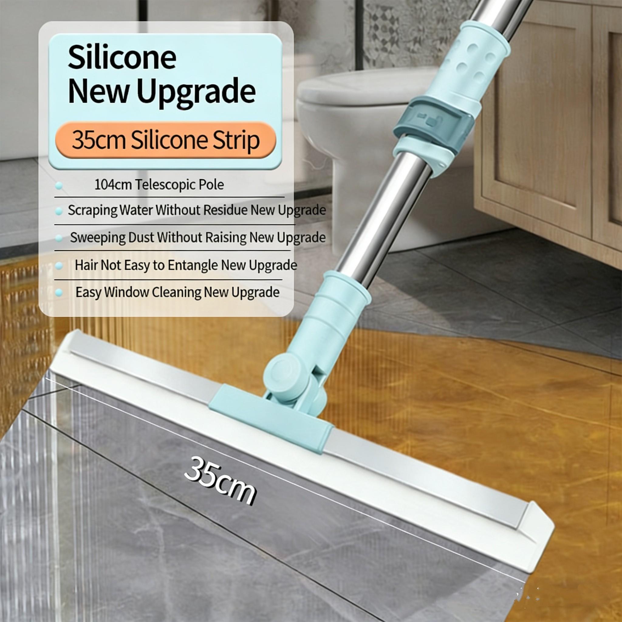 Home Extendable Silicone Magic Broom, Multi-Functional Dry Wet Use Scraper, Ergonomic Handle, Quick Drain Dust-Free Cleaning Tool