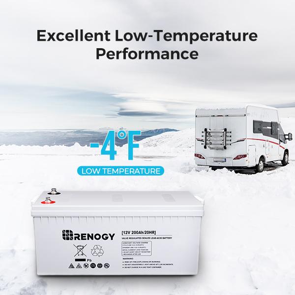 Renogy Deep Cycle AGM Battery 12 Volt 200Ah, 3% Self-Discharge Rate, 2000A Max Discharge Current, Safe Charge Most Home Appliances for RV, Camping, Cabin, Marine and Off-Grid System, Maintenance-Free