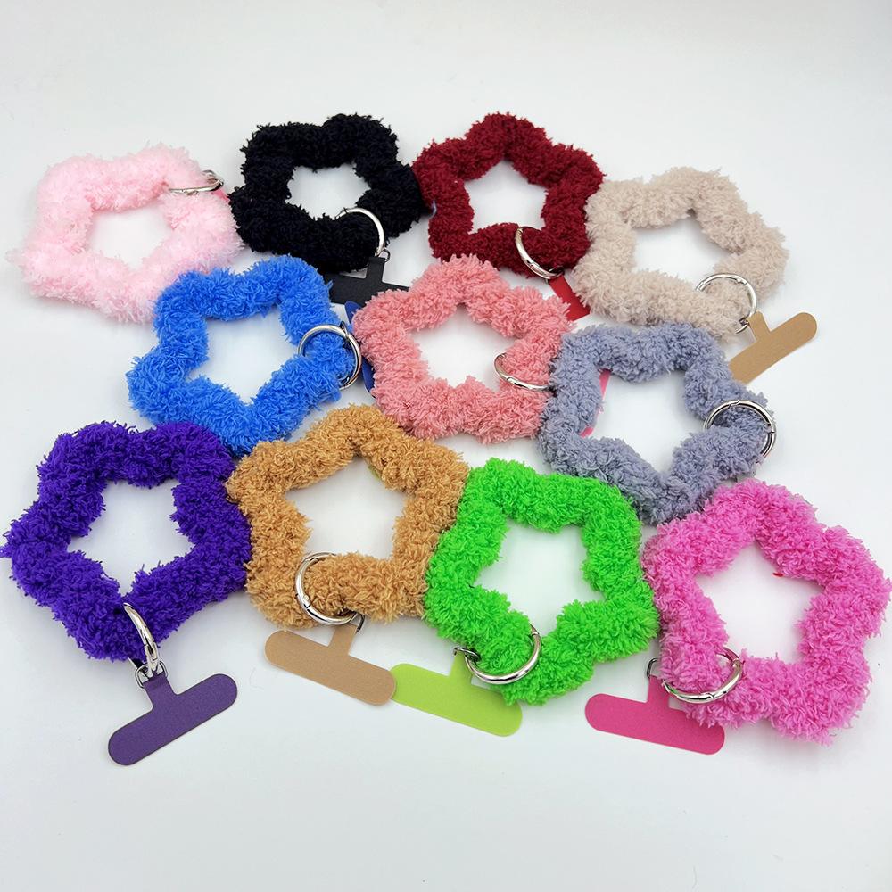 1PC Plush Phone Lanyard, Creative Star Shape Lamb Fleece Wrist Strap, Bag & CCD Camera Charm for Women