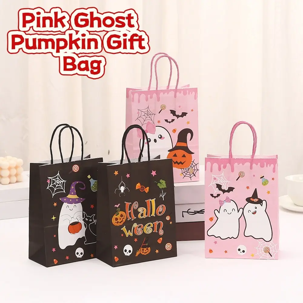Halloween Gift Bags, Halloween Paper Bags, Cute Ghost Pumpkin Design, Reusable Party Favor Bags, for Candy Toys Gifts