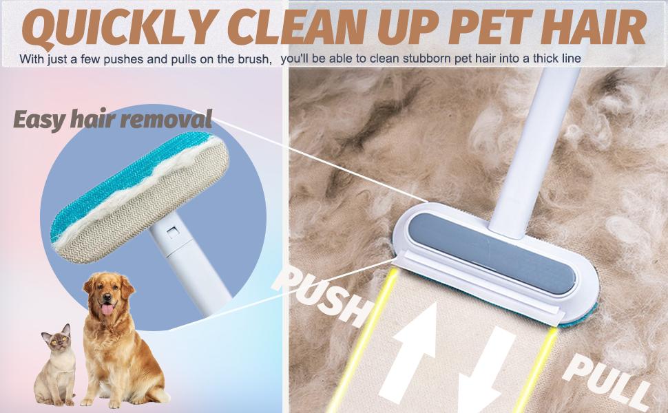 [4 in 1] Pet Hair Removal Tool, Multi-functional, Reusable, Washable Lint Cleaner for Dog and Cat Hair, Gentle on Furniture, Effective on Carpets, Clothing, Bedding,  Car, Window Pet Hair Remover for Furniture, Cat/Dog Hair Remover with Extra long Handle