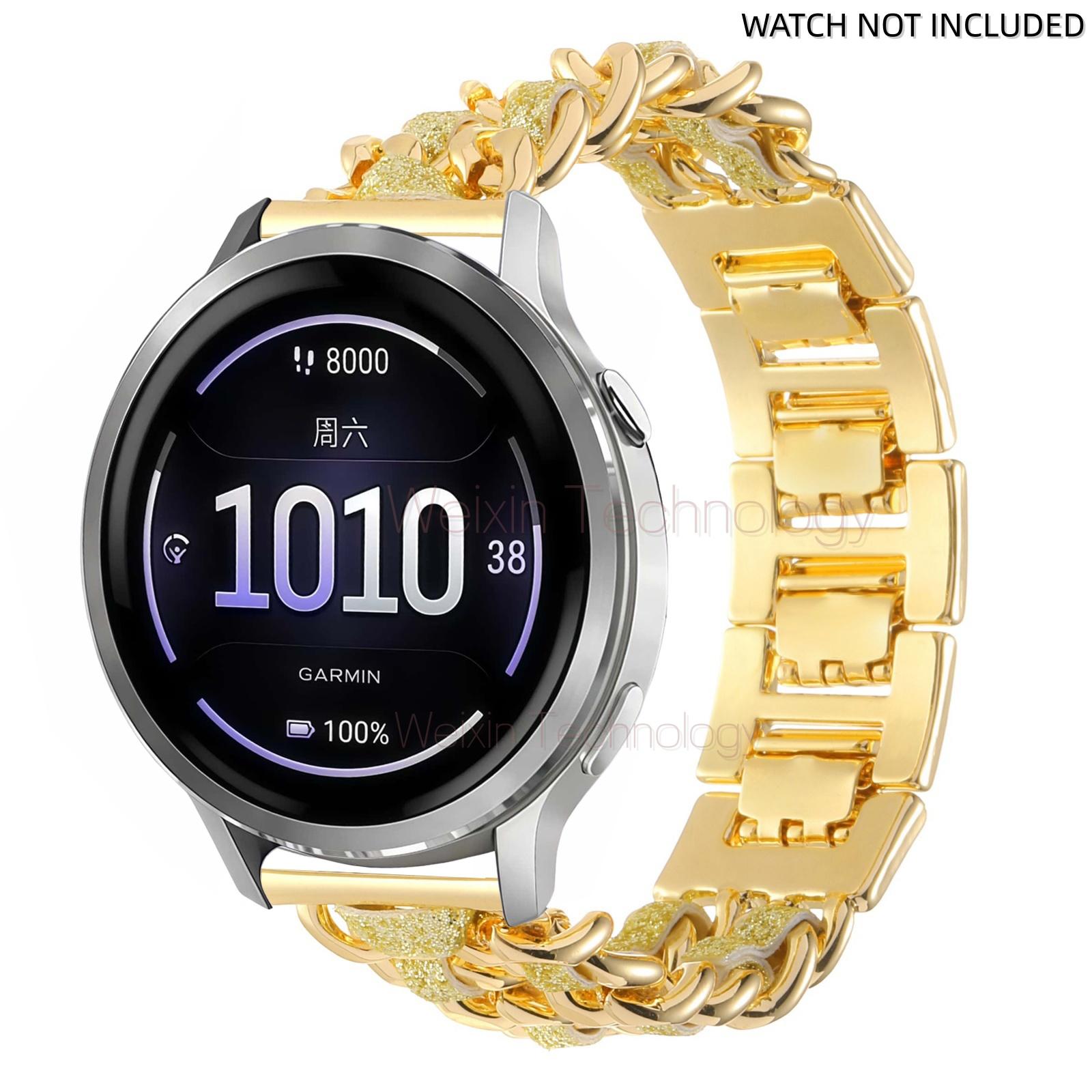 Suitable for Garmin Venu 3 strap 45mm/Venu 4 45mm/Venu2/Vivoactive 4, 22mm quick release steel metal strap replacement strap, suitable for Forerunner 570-47mm/265/255 women's Cuban strap