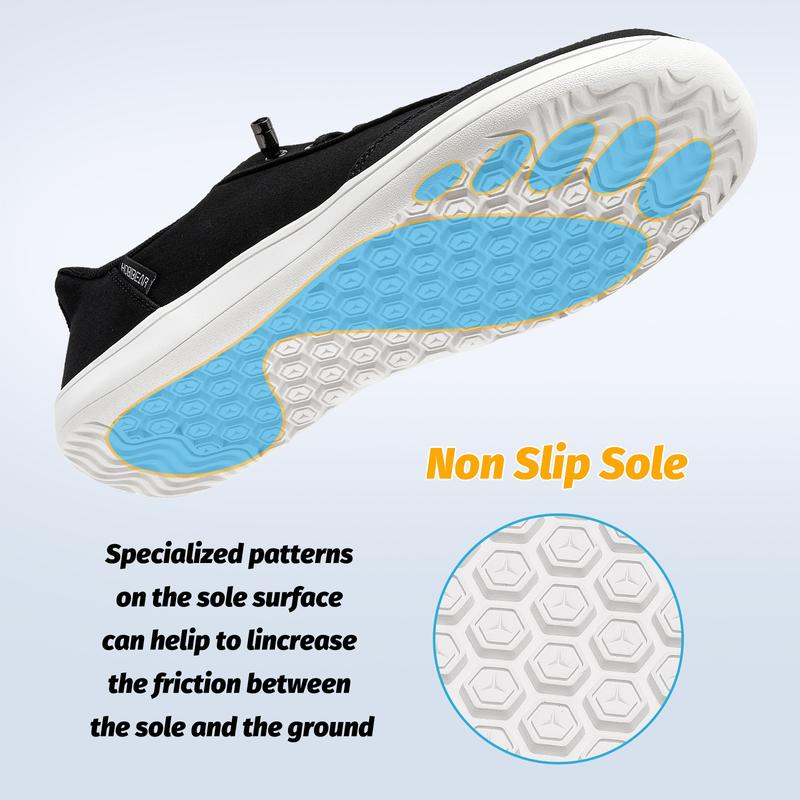 HOBIBEAR Womens Mens Hands Free Slip On Sneakers Comfort Wide Minimalist Barefoot Canvas Shoes Square headed flat bottom