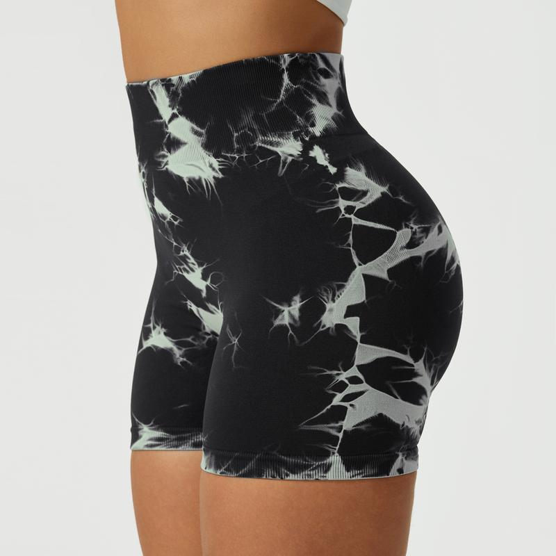 NcmRyu Women's Tie-Dye Booty-Lifting Shorts - Buttery Soft 4-Way Stretch Anti-Roll Waistband Breathable Activewear Yoga Gym Streetwear women