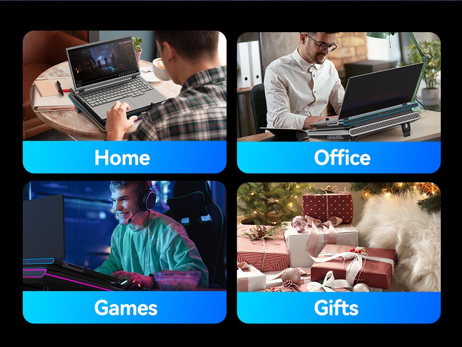 【Limited time 】llano RGB Laptop Cooling Pad, Gaming Laptop Cooler with Powerful Turbofan, Fast Cooling Laptop 15.6-21in, Adjustable Speed, Touch Control, LCD Screen