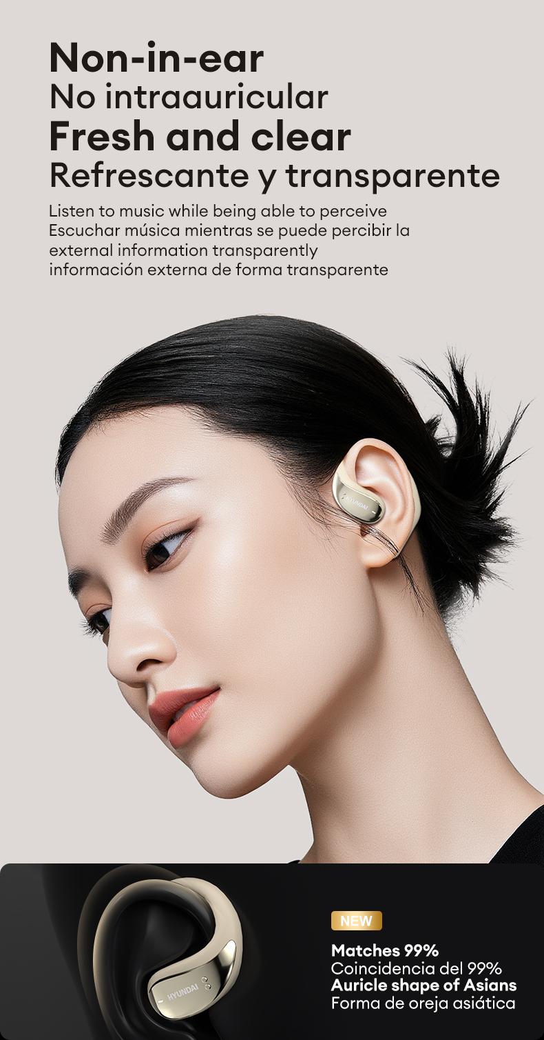 HYUNDAI Vogbuds 5 Pro OWS Smart Voice Assistant Headset, Dynamic Stereo Sound Earbuds with ENC Call Noise Canceling Mic, Digital Battery Display