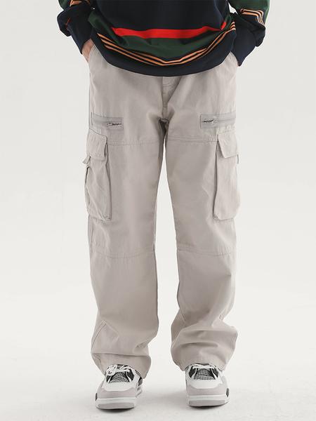 Trendy Multi-Pocket Zipper Work Pants, American Vintage Straight Leg Cargo Pants, Street Style High-Street Casual Trousers