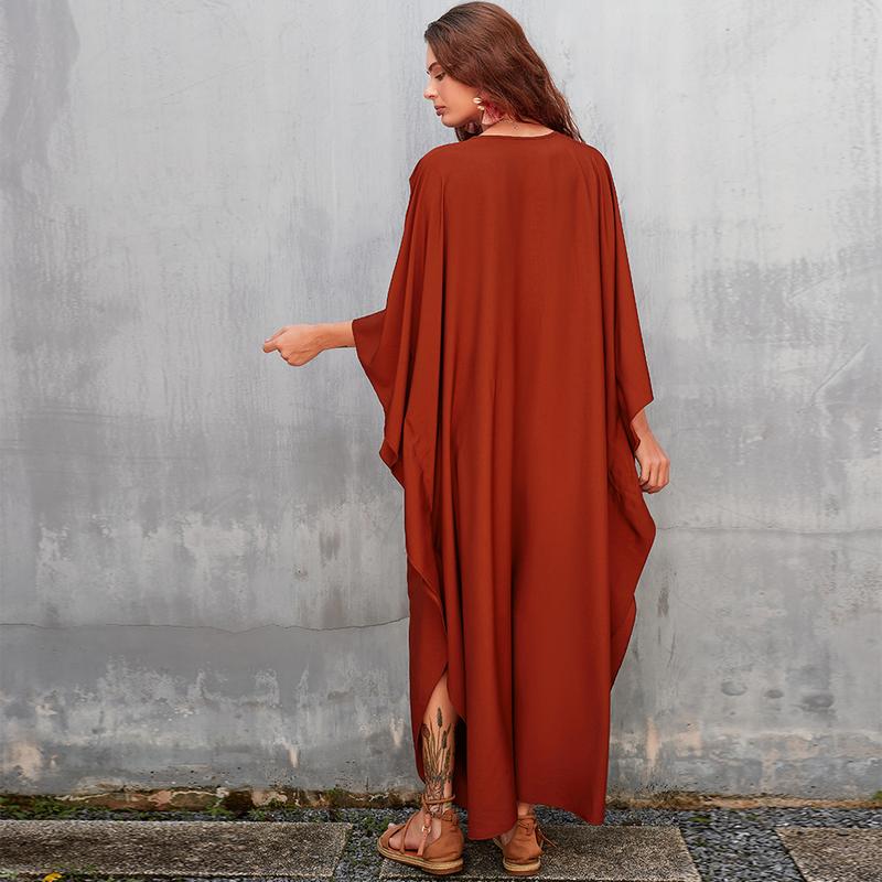 Bsubseach Women Ethnic Print Kaftan Dress , Plus Size All Over Print  TunicDress, Boho Casual V Neck TunicDress for Women, Women's Plus Cover Up,Mrs. Roper Kaftan ，bubu，mumu，Casual Womenswear Maxi Modesty Muslim Clothing Baggy