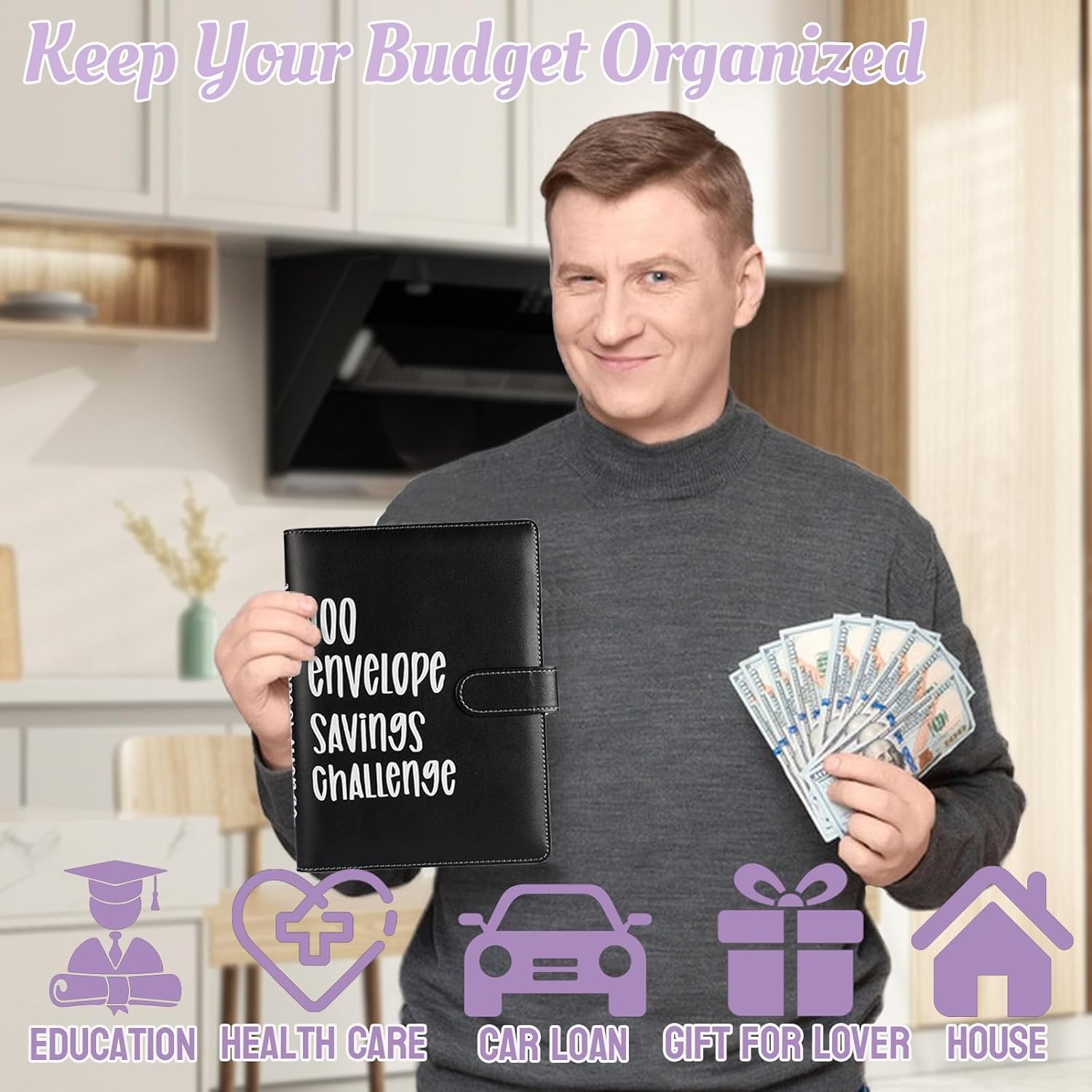 【Gift kits】Challenge For 100 Envelopes Saving with Pen, Easy and Fun Way to Save $5,050, Savings Challenge Budget Binder, Saving Challenge Book,Waterproof Wallet,Storage Bag,Saving Tips,Desk Office Accessories,Budget Plan 【Gift kits】Challenge For 100 Envelopes Saving with Pen, Easy and Fun Way to Save $5,050, Savings Challenge Budget Binder, Saving Challenge Book,Waterproof Wallet,Storage Bag,Saving Tips,Desk Office Accessories,Budget Plan