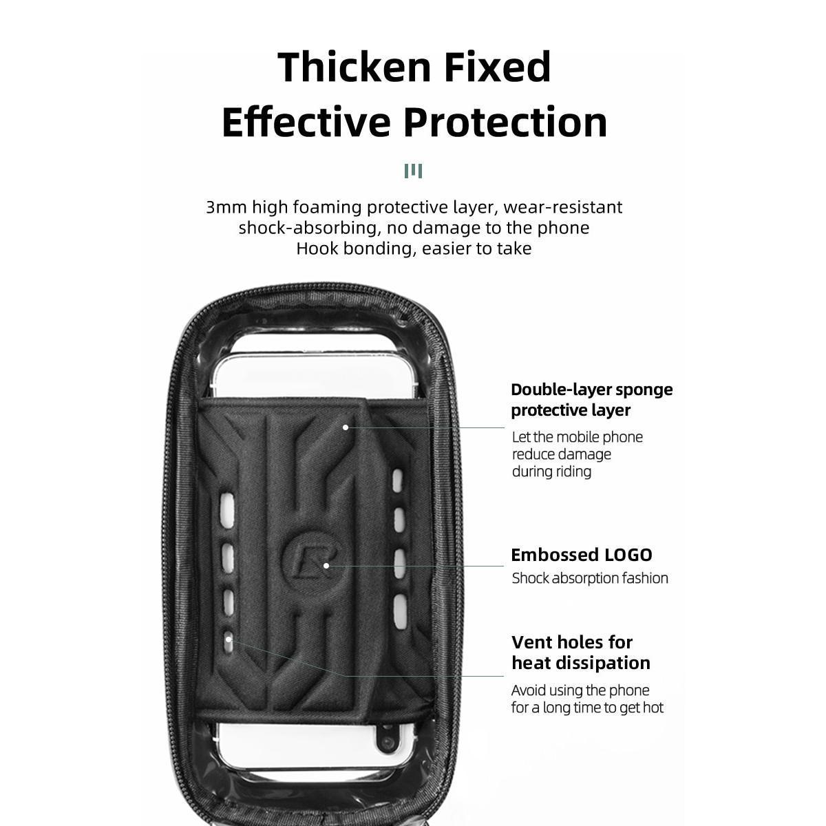 ROCKBROS Bike Phone Mount Bag Bike Front Frame Handlebar Bag Waterproof Bike Phone Holder Case Bicycle Accessories Pouch Sensitive Touch Screen Compatible with iPhone 11 XS Max XR 8 Plus Below 6.5"