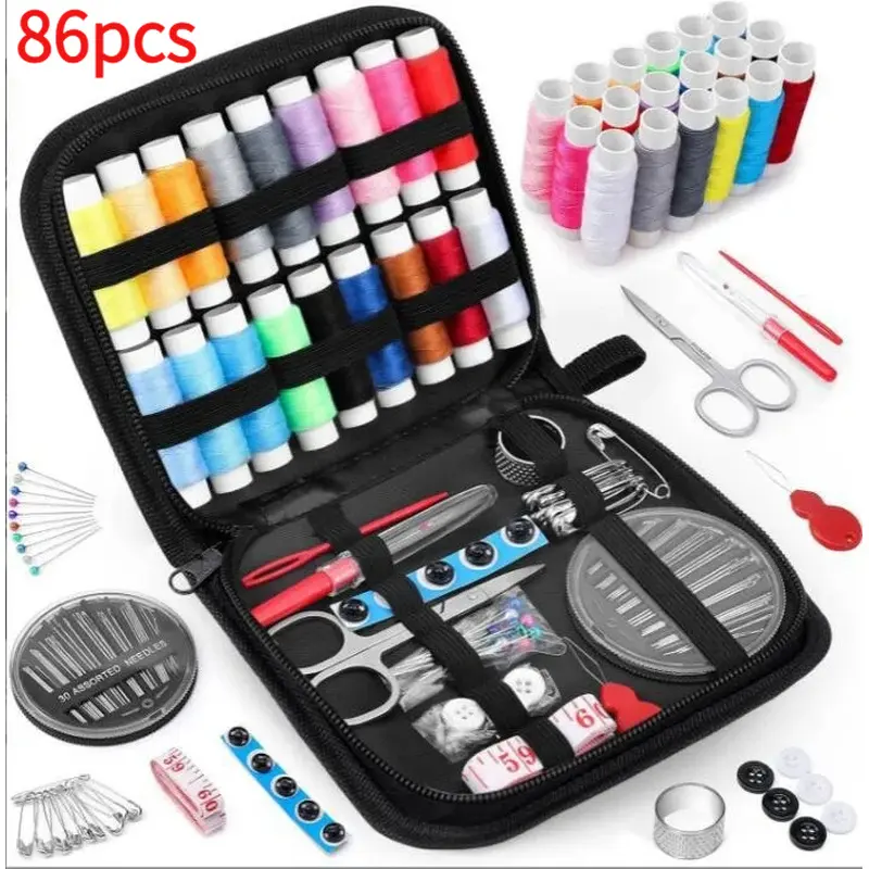 Household 86 piece sewing kit, portable sewing tool set, hand sewn sewing needle and thread storage box, complete set